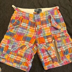 Polo Ralph Lauren Plaid Madras Patchwork Utility Cargo Shorts Hampton‎ 31